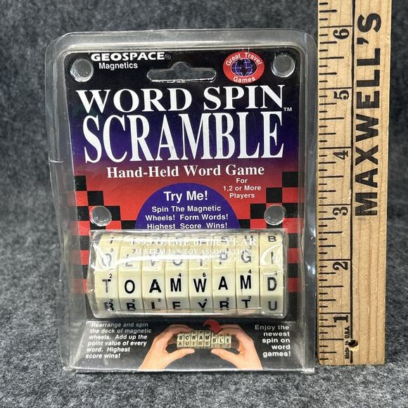 Other - 1995 Vtg Geospace Word Spin Scramble Game Handheld Fun Magnetic Word Game NOS